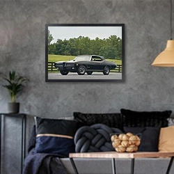 «Pontiac GTO Ram Air IV Judge Convertible '1969» в интерьере гостиной в стиле лофт в серых тонах