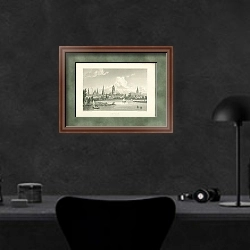 «Oxford, from the Meadows 1» в интерьере кабинета в черных цветах над столом