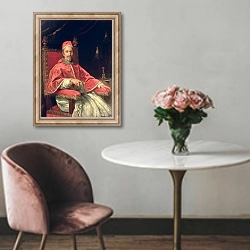 «Portrait of Pope Clement IX» в интерьере в классическом стиле над креслом