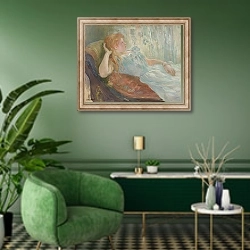 «Jeune fille etendue» в интерьере гостиной в зеленых тонах
