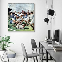 «Match de Rugby. Rugby match.» в интерьере современного офиса в минималистичном стиле