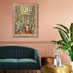 «The Lamb of God appears on Mount Sion, 1498» в интерьере классической гостиной над диваном