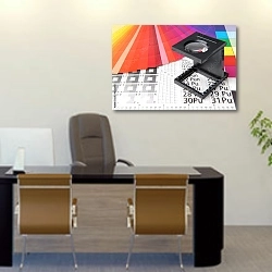 «Цветная печать» в интерьере офиса над столом начальника