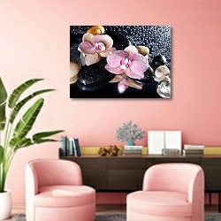 «Цветки орхидеи, капли и камни» в интерьере салона красоты