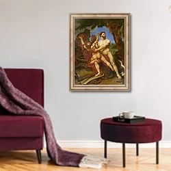 «Hercules and Diomedes» в интерьере гостиной в бордовых тонах