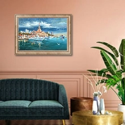 «Спокойствие в морском порту Сочи» в интерьере классической гостиной над диваном