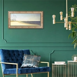«Near Newport» в интерьере в классическом стиле с зеленой стеной