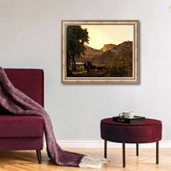 «Landscape 20» в интерьере гостиной в бордовых тонах