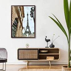 « Французские зарисовки #24» в интерьере комнаты в стиле ретро над тумбой