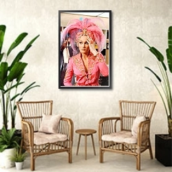 «Andress, Ursula (Casino Royale)» в интерьере комнаты в стиле ретро с плетеными креслами