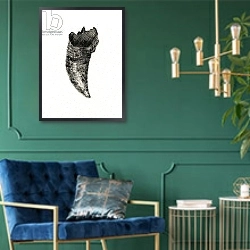 «Feline Tooth, 2014» в интерьере прихожей в зеленых тонах над комодом