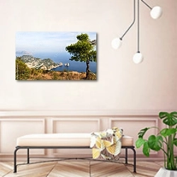 «Италия. Капри. Панорамный вид» в интерьере современной прихожей в розовых тонах