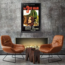 «Film Noir Poster - T-Men 2» в интерьере в стиле лофт с бетонной стеной над камином