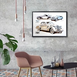«Автомобили в искусстве 39» в интерьере в стиле лофт с бетонной стеной