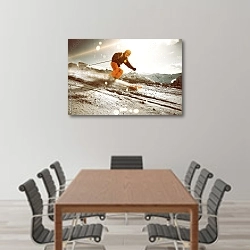 «Лыжник, съезжающий с горы» в интерьере конференц-зала над столом для переговоров