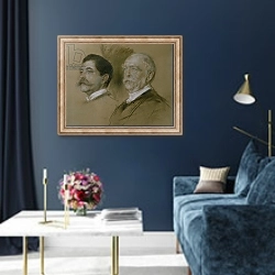 «Otto von Bismarck and his Son Herbert, State Secretary of the Foreign Office from 1860-90, 1892» в интерьере в классическом стиле в синих тонах