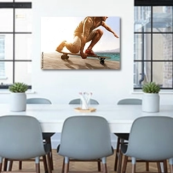 «Скейтбордист на берегу » в интерьере офиса над столом для конференций