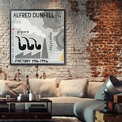 «Dunhill Factory, 2013» в интерьере гостиной в стиле лофт с кирпичной стеной