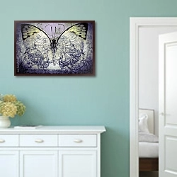 «Бабочка с орнаментом на гранж текстуре» в интерьере коридора в стиле прованс в пастельных тонах