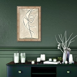«Dance Abstraction; Isadora Duncan» в интерьере прихожей в зеленых тонах над комодом