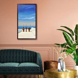 «Santorini 8, 2010» в интерьере классической гостиной над диваном