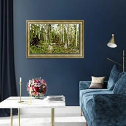«Сосновый лес 2» в интерьере в классическом стиле в синих тонах