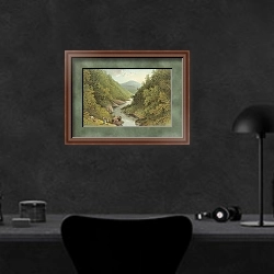 «The Pass of Killiecrankie» в интерьере кабинета в черных цветах над столом