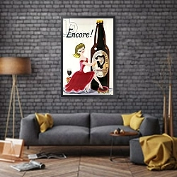 «Encore!, c.1938» в интерьере в стиле лофт над диваном