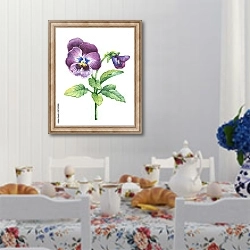 «Фиолетовый цветок анютиных глазок 1» в интерьере столовой в стиле прованс над столом