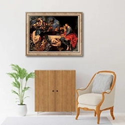 «Feast in the house of Simon the Pharisee, c.1620» в интерьере в классическом стиле над комодом