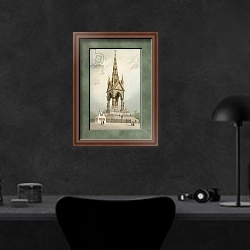 «The Albert Memorial» в интерьере кабинета в черных цветах над столом