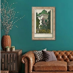 «Vienna; Garden House in the Arenberg Garden» в интерьере гостиной с зеленой стеной над диваном