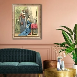 «The Queen offering the poison to Fair Rosamond» в интерьере классической гостиной над диваном