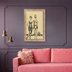 «Figurálna kompozícia» в интерьере гостиной с розовым диваном