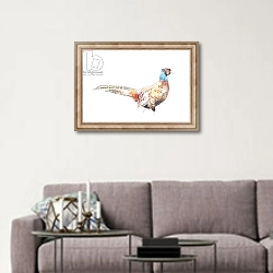 «Pheasant, 2018» в интерьере в скандинавском стиле над диваном