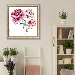 «Розовые пионы на белом» в интерьере комнаты в стиле прованс с цветами лаванды