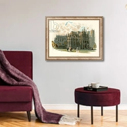 «Westminster Abbey» в интерьере гостиной в бордовых тонах