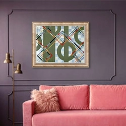 «Fabric design, end nineteenth century 1» в интерьере гостиной с розовым диваном