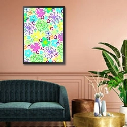 «Graphic Flowers» в интерьере классической гостиной над диваном
