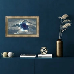 «Этюд облаков. 1936» в интерьере гостиной в оливковых тонах