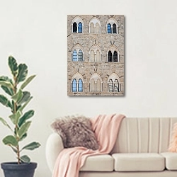 «Италия, Тоскана. Окна Вольтерры» в интерьере современной светлой гостиной над диваном