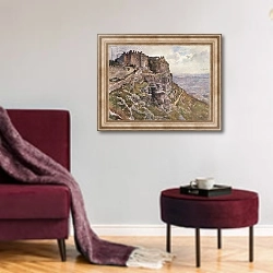 «Castle of Monte San Giuliano» в интерьере гостиной в бордовых тонах