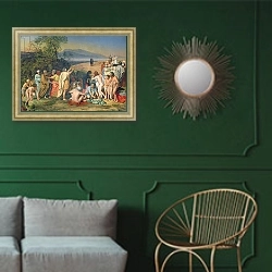 «The Appearance of Christ to the People 1837-57» в интерьере классической гостиной с зеленой стеной над диваном