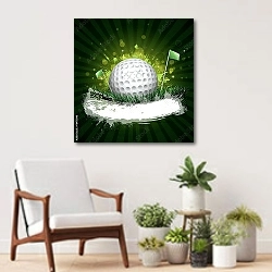 «Мяч для гольфа» в интерьере современной комнаты над креслом