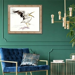 «Pelican 1, 2015» в интерьере в классическом стиле с зеленой стеной