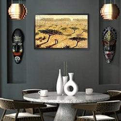«Sahelian Landscape, 2002» в интерьере в этническом стиле над столом