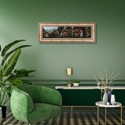 «Воздержание Скопцио» в интерьере гостиной в зеленых тонах