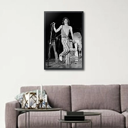 «История в черно-белых фото 1360» в интерьере в скандинавском стиле над диваном