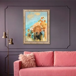 «Воспоминание о Русселе (1912)» в интерьере гостиной с розовым диваном