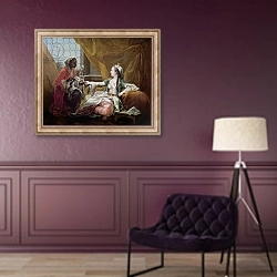 «Sultana being offered coffee by a servant» в интерьере в классическом стиле в фиолетовых тонах